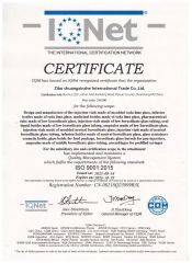 ISO9001 certificate from Zibo Chuangxinzhe International Trade Co., Ltd