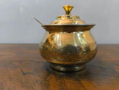 BRASS EMBOSSING GHEE POT Material Brass Interior Coating Tin Design Style Hammered Durability Durable And Long-lasting Appearance Elegant Hammered Brass - Image 3