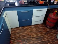 Modern Wooden Blue L Shape Modular Kitchen Colour Blue Layout L-shaped Appearance Modern Primary Color Blue Design Type - Image 4