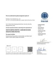 Intertek certificate of Shantou Una Cosmetics Co., Ltd – certificate photo, supplier certificates section