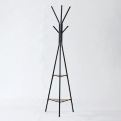 Durable Home Storage Triple-Sided Coat Tree Rack with Wooden Boards - Image 5