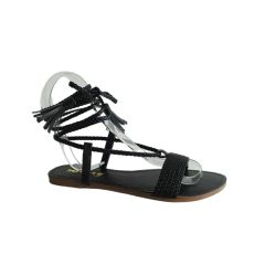 Stylish Women s Braid Design PU Flat Sandals with Slingback Ankle Straps - Image 2