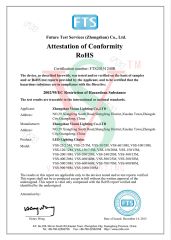 Christmas Lights CE Rosh Certifications certificate of Zhongshan Vision Lighting Company – certificate photo, supplier certificates section