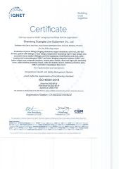 ISO 45001:2018 certificate from Shandong Guangda Line Equipment Co., Ltd.