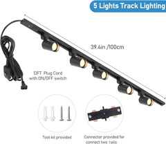 SMART 5-Light LED Plug-In Track Lighting Kit with 39" Rail, Modern Black Design - Image 2