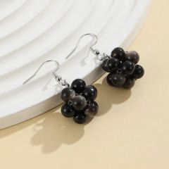 Semi Precious Natural Crystal Grape Earrings Origin Cn Color Black Shape Plants Style Fashion Trademark ETS Specification 20mm - Image 6