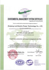 ISO14001 certificate from Zhejiang Luoke Power Technology Co. Ltd