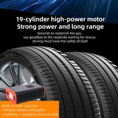 Digital Auto Tire Pump - Smart Inflator with LCD Screen & 3 Nozzles - Image 5