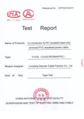 Test Report-Power Cable certificate of LUOYANG SANWU CABLE GROUP CO., LTD – certificate photo, supplier certificates section