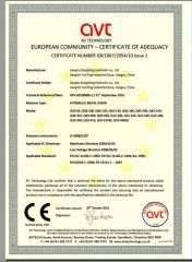 CE certificate from Jiangsu Dongfang Hydraulic Co., Ltd.