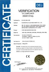 CE certificate of Guangzhou Ailusi Machinery Co., Ltd. – certificate photo, supplier certificates section