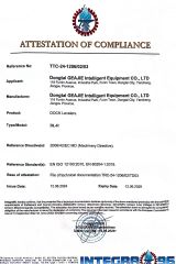Attestationof Compliance certificate from Dongtai Geajie Intelligent Equipment Co., Ltd