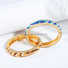 Fashion Fine Jewelry Colorful Enamel Gold Plated Bangle - Image 3