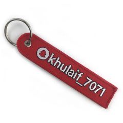 Durable Custom Logo Embroidered Keychain with Metal Key Ring - Image 2