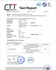 breast milk storage bottle testing report certificate from Guangdong RoRo Baby Products Co., Ltd.