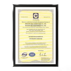 ISO9001 certificate of ZHEJIANG DELI CONNECTORS CO., LTD. – certificate photo, supplier certificates section