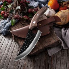 11 Inch Chef Butcher Meat Cleaver Wood Handle Knives with Leather Sheath - Image 2