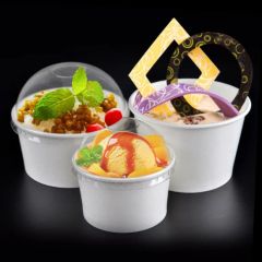 Compostable Paper Printed Ice Cream Bowl with Lid - Image 1