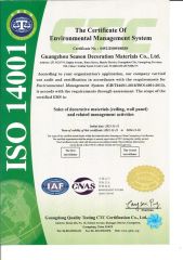 Sales of decorative materials(ceiling,wall panel) and related management activities certificate from Guangzhou Season Decoration Materials Co., Ltd.