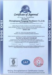 ISO9001 certificate from Zhangjiagang City Tango Machinery Co., Ltd.
