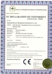 CE certificate for KDJ-D certificate from Zhejiang Kaixun Mechanical and Electrical Co., Ltd.