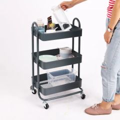 Multifunction Steel Trolley Cart Mobile Storage Service Cart Three Floor Kitchen Trolley Home Storage Cart - Image 3