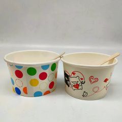 Compostable Paper Printed Ice Cream Bowl with Lid - Image 4