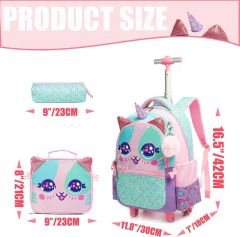 Roller Backpack with Wheels Set for Elementary Students Season All Trademark QM Gender Girls Style Cartoon Service OEM/ODM - Image 2