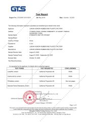 GYMNASTICS MAT CA65 certificate from JUXIAN HONGFA RUBBER AND PLASTIC FACTORY