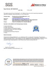 SGS certificate from Shandong Focus Packing Materials Co., Ltd.