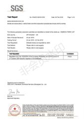 Migration of Formaldehyde Bamboo fiber certificate from Anhui Bochen Eco Co.
