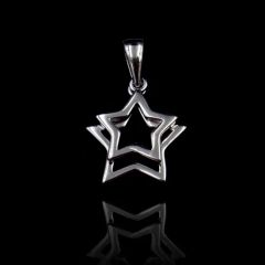 Two Stars Shape Silver Pendant Jewelry Dancing Non Fixed Pendant - Image 1
