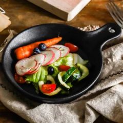 Kitchen Bakeware Breakfast Plate Ceramic Baking Round Tray with Handles - Image 5