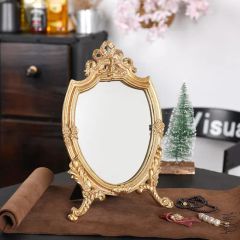 Antique Gold Resin Frame Decorative Wall Makeup Tabletop Mirrors - Image 4