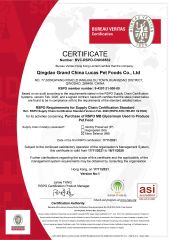 Certificates certificate from Qingdao Grand China Lucas Pet Foods Co., Ltd.