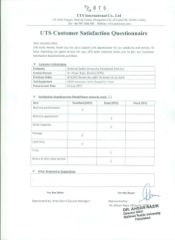 Client t Excellent Feedback certificate from Uts International Co., Ltd