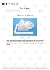 Nylon filter bag GB5009.60-2003 certificate of Filterek Products Tech Co., Ltd. – certificate photo, supplier certificates section
