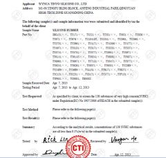Reach certificate of Xiamen Flying Silicone Rubber Co., Ltd. – certificate photo, supplier certificates section