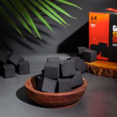 coconut shell charcoal briquettes cube 26 mm, ash 1,9%-2,3%, full packaging – product photo 1, product detail gallery