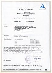 CE certificate from Taizhou Baisen Machinery Technology Co., Ltd