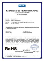RoHS certificate for Fan certificate from ZHONGSHAN DOUBLE CROWN ELECTRICAL APPLIANCE CO., LIMITED