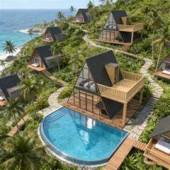 a Frame House Modular Wooden Look Cabin Prefabricated Hotel Pod with Energy Saving Design for Forest Resorts Mountain Campgrounds  - Shandong Mars Cabin Technology Co., Ltd.