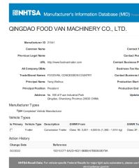 DOT certificate of QINGDAO FOOD VAN MACHINERY CO., LTD – certificate photo, supplier certificates section