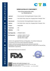 FDA for Modular belt certificate from Mujia Automation Technology (Shanghai) Company Limited