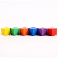 DIY Wooden Rainbow Colorful Square Cubes Building Block Stacking Toys - Image 6