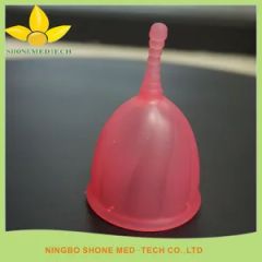 Pink Silicone Menstrual Cup with FDA Cetificate Age Female Origin China Usage Built-in Feature Sports Folded Unfolded Model NO. SH-MC - Image 1
