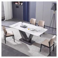 Marble Dining Table with Chairs Kitchen Room Furniture Set Dining Table Set - Image 6