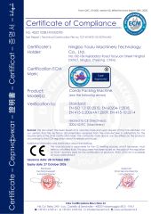candy packing machine certificate from Ningbo Youlu Machinery Technology Co., Ltd.