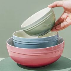 Multi-Purpose Dinner Plates Ceramic Tableware Pink Kitchen Bowl Soup Bowl Set - Image 2