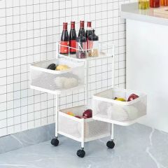 Multi-Layer Rotatable Storage Cart Vegetable Shelf Kitchen Rotating Storage Rack - Image 3